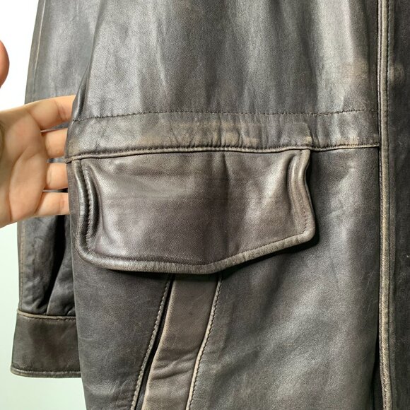 Cou-ture by J. Park Men's Brown Leather Button Front Jacket Size XL - Picture 4 of 10